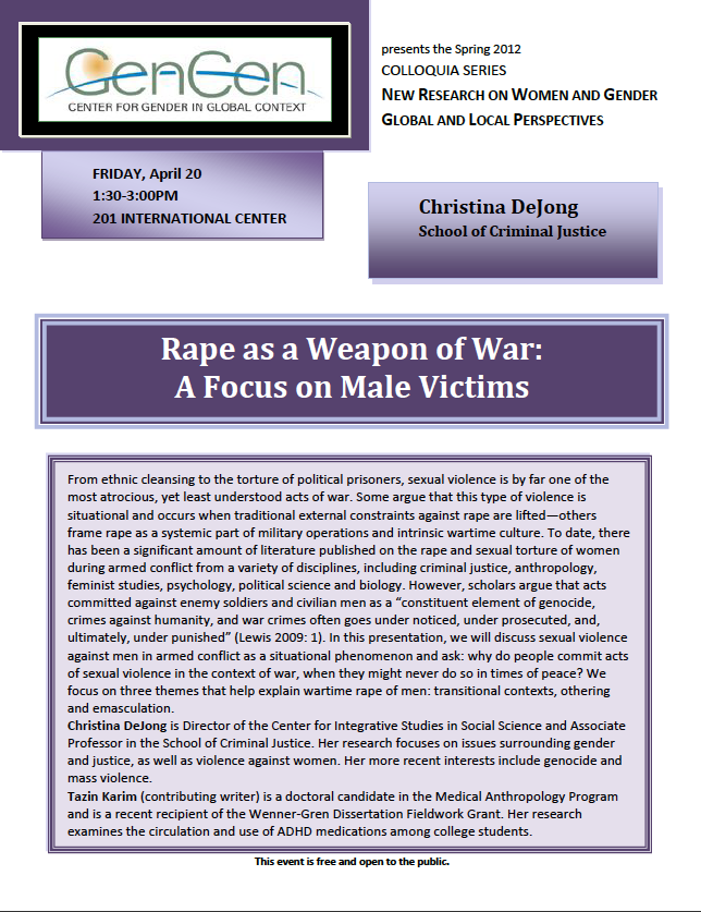 Rape as a Weapon of War: A Focus on Male Victims